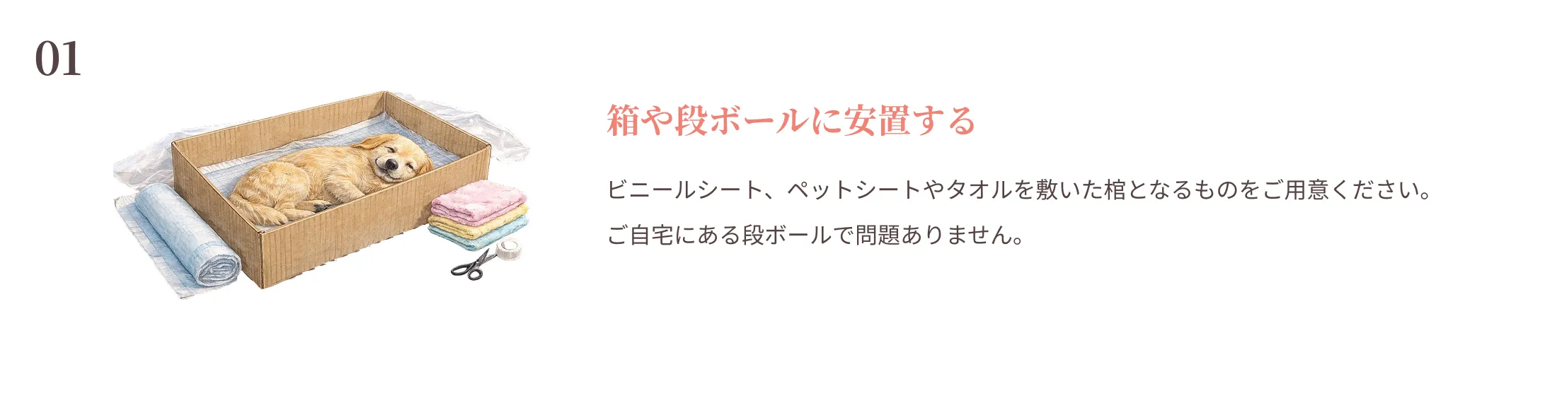 箱や段ボールに安置する
