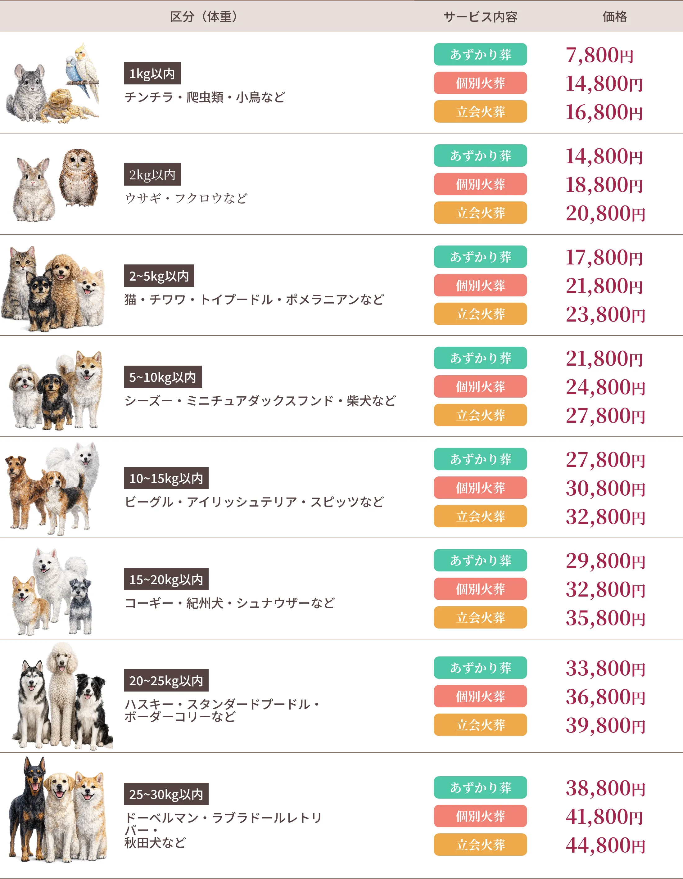料金表